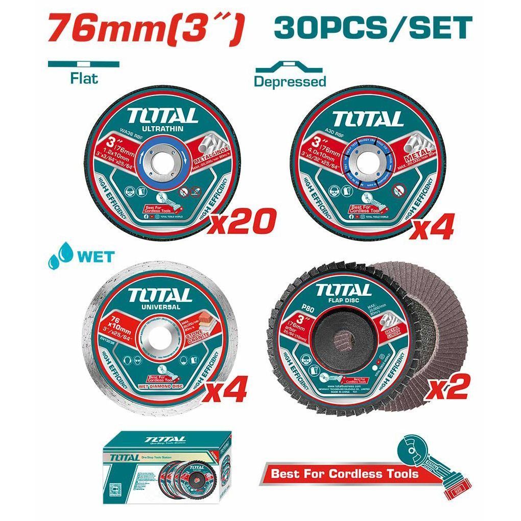 Набор отрезных и шлифовальных дисков TAC97630 (30шт)TOTAL 