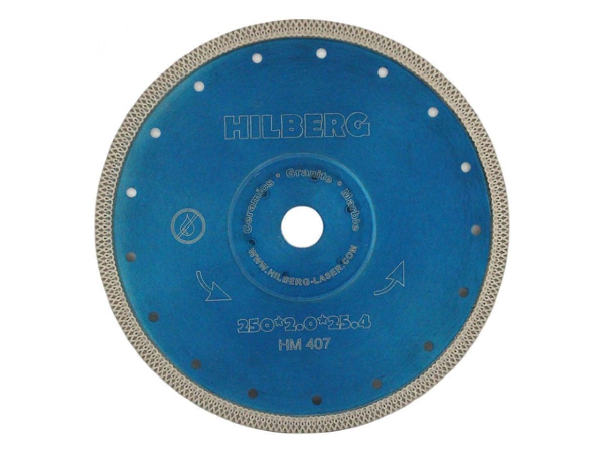 Алмазный круг 250х25.4/22.23 мм. по керамике сплошн.ультратонкий Turbo HILBERG HM407