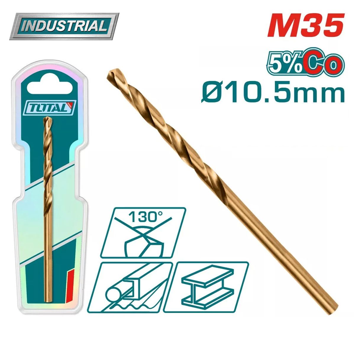 Сверло по металлу M35 HSS 10.5мм  TOTAL TAC11201051