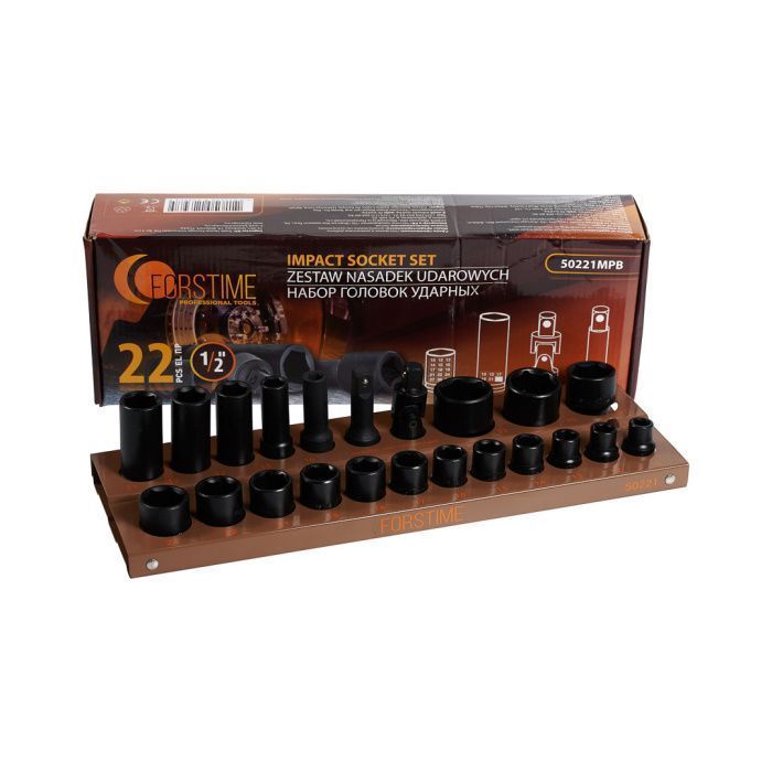 Головки ударные 1/2", набор 22 пр. 10-32мм, (6-гр.) FORSTIME FT-50221MPB
