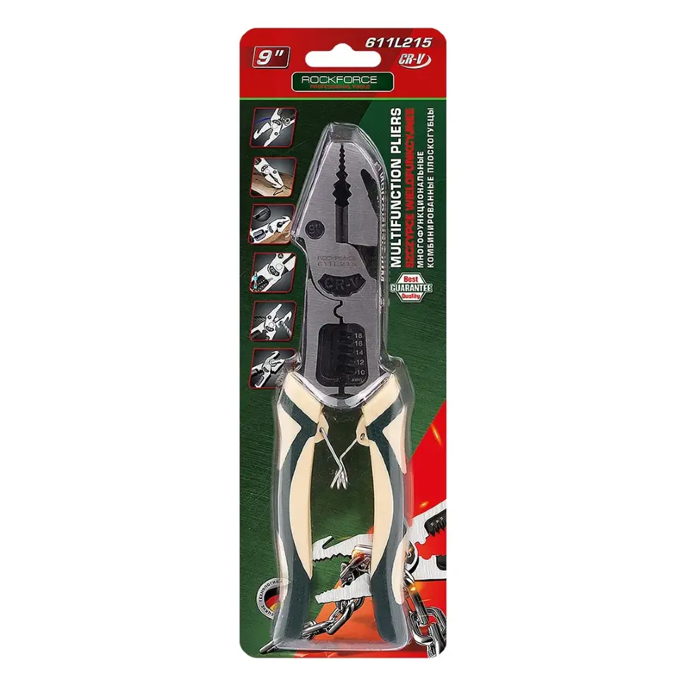 Плоскогубцы комбинированные многофункциональные 9", в блистере RockFORCE ...Rock FORCE RF-611L215