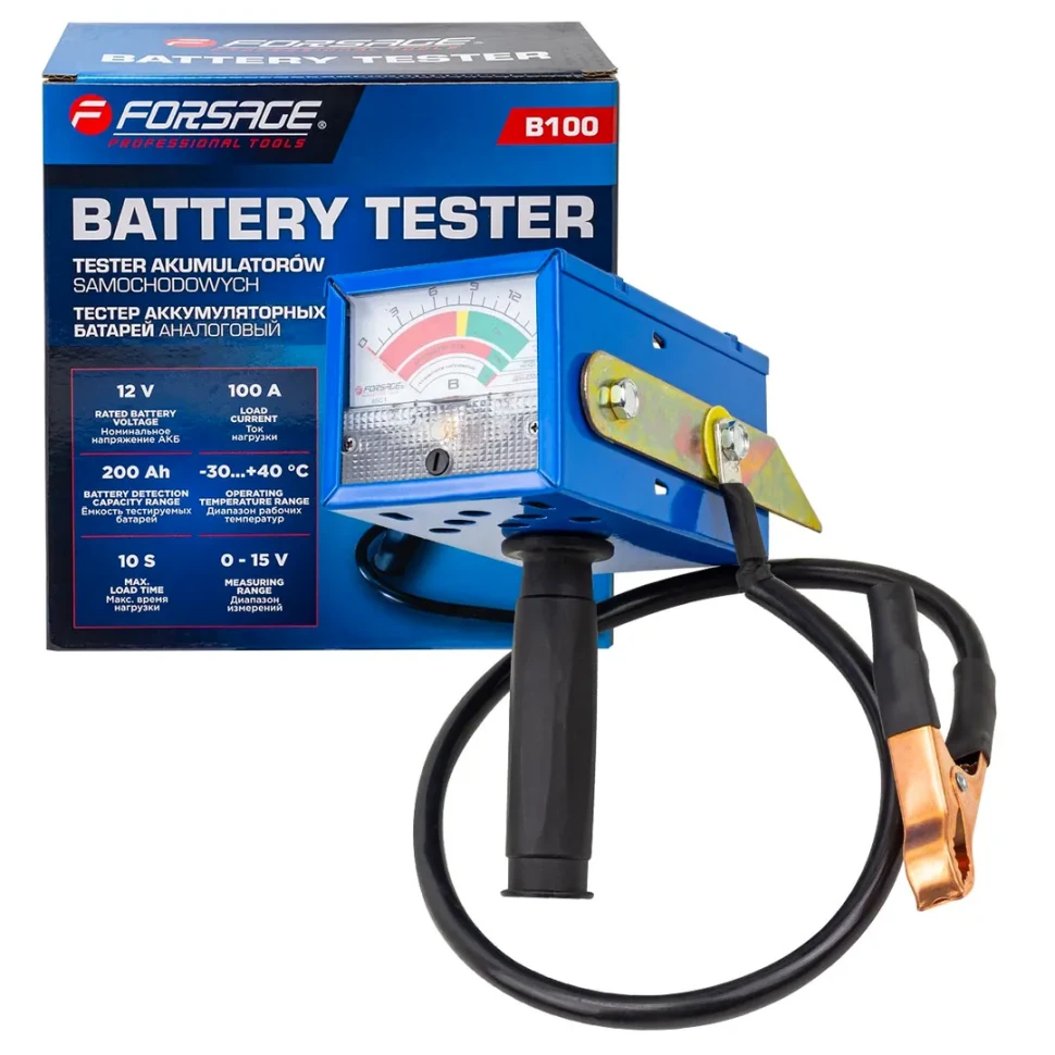 Тестер аккумуляторных батарей аналоговый (12V, 100А)  Forsage F-B100