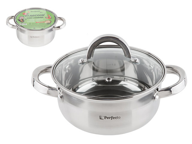 Кастрюля из нержавеющей стали, 1.8 л, ф18x8.5 см, STARCOOK PERFECTO LINEA 50-518850