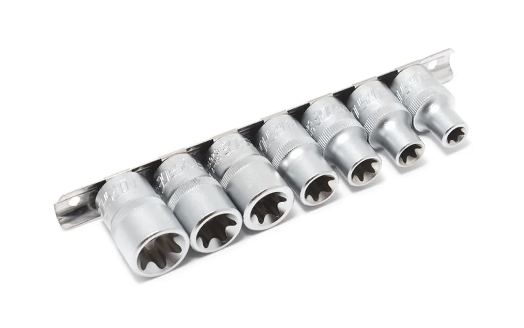 Набор головок Е-профиль 7пр. 1/2" (E10-E22), на планке Forsage F-4073