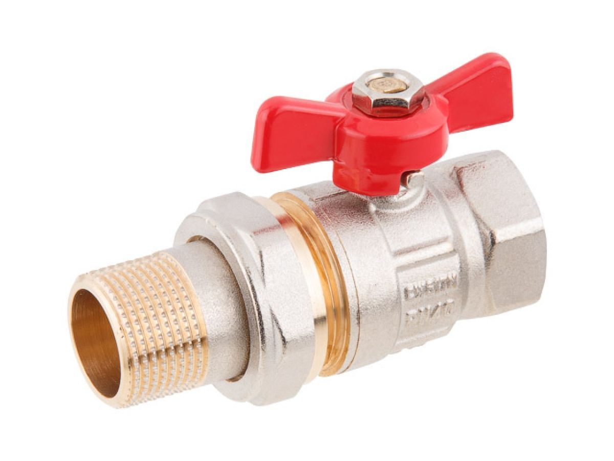 Кран шаровый 1/2" внутренняя-внутренняя резьба Бабочка (со сгоном) PN40 AV Engineering AVE094012