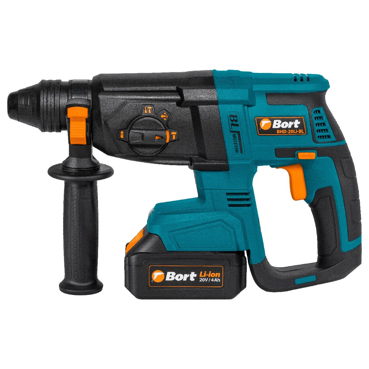 Перфоратор аккумуляторный , 20В, 2АКБ 4,0 А/ч,  5300 ударов/мин,  2.8 Дж, Bort BHD-20Li-BL