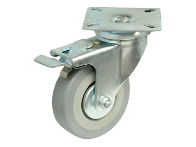 Опора колёсная d50 mm на площадке с фиксатором, резиновая STARFIX SMF-10527