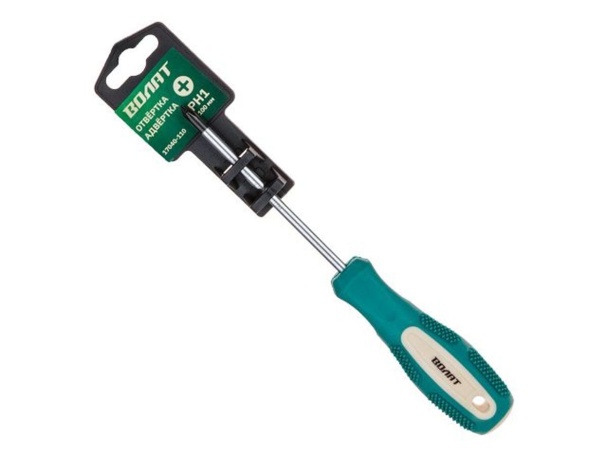 Отвертка крестовая двухкомпонентная рукоятка Anti-Slip PH1 х 100mm ВОЛАТ 17040-110
