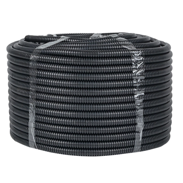 Труба гофр. ПНД с протяжкой d25 мм (50 м) черная-Plast EKF tpnd-25-50m