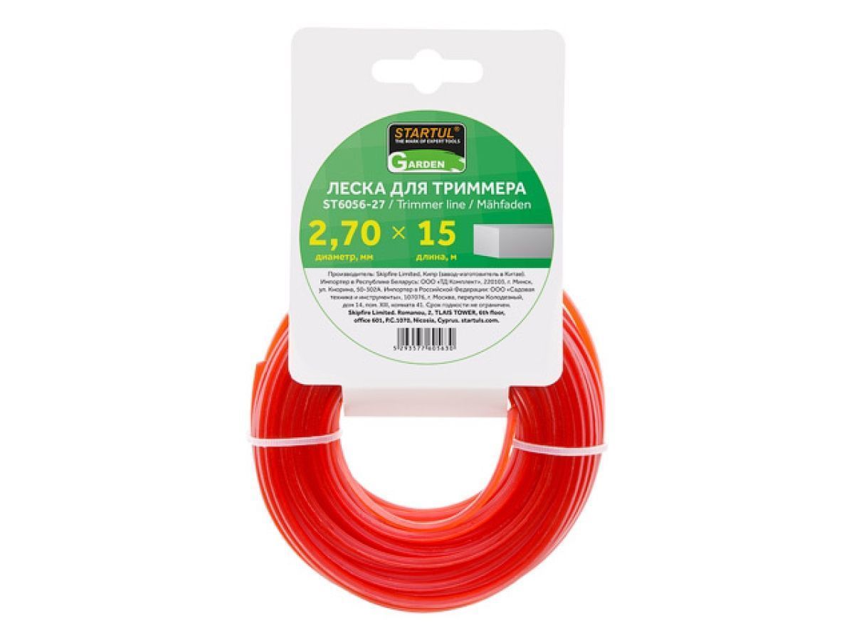 Леска ф 2.7 mm х 15 м квадратное сечение GARDEN STARTUL ST6056-27