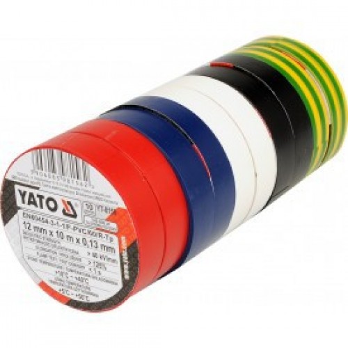 Изолента ПВХ 12mm х 10м х 0.13mm разноцветная (10шт)  YATO YT-8156