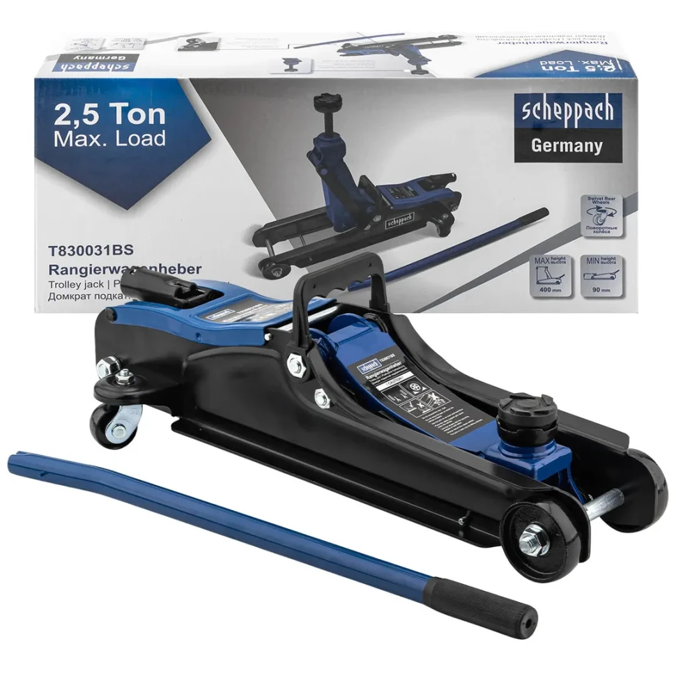 Домкрат подкатной гидравлический 2.5т.  Scheppach Sch-T830031BS