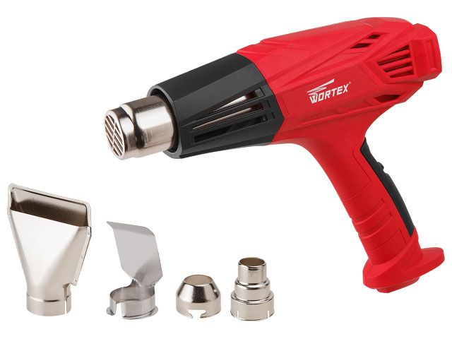 Термовоздуходувка в кор. + набор сопл 2000Вт, 450-600°C,  WORTEX HG602000011