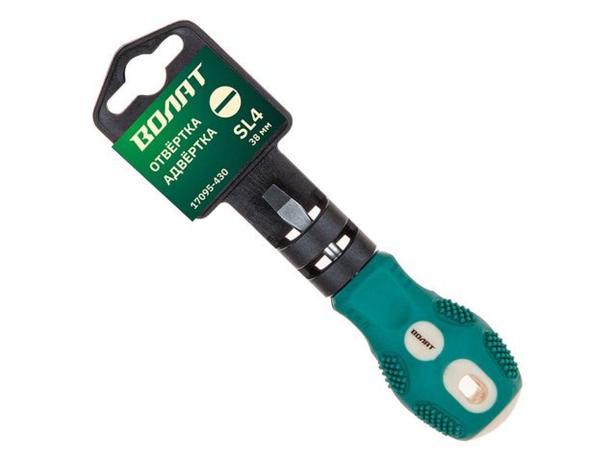 Отвертка шлицевая SL "бочка" с двухкомпонентной рукояткой Anti-Slip 4.0 х 38mm ВОЛАТ 17095-430