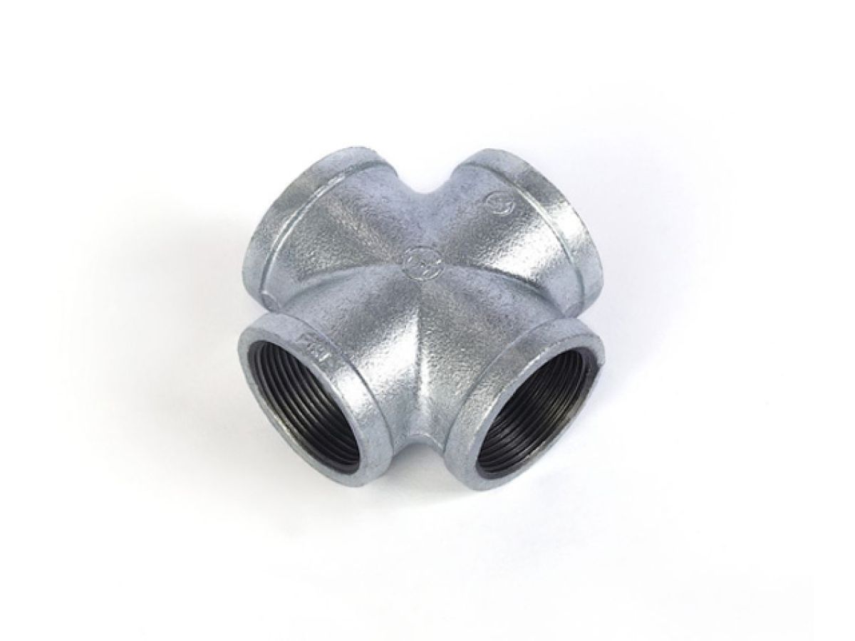 Крестовина 1/2" чугун оцинк., (2 шт. инд. упак.),  AV Engineering AVEC440000012