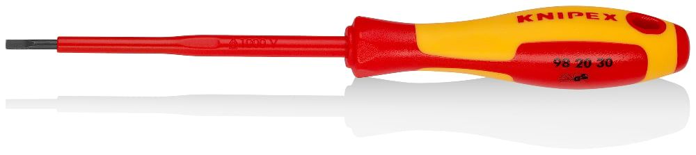 Отвертка SL3.0x0.5 шлицевая VDE 1000V, длина стержня 100 мм, L-202 мм   ...KNIPEX 982030