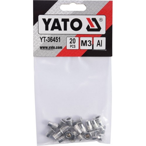 Заклепки резьбовые алюминиевые М3, 20шт  YATO YT-36451