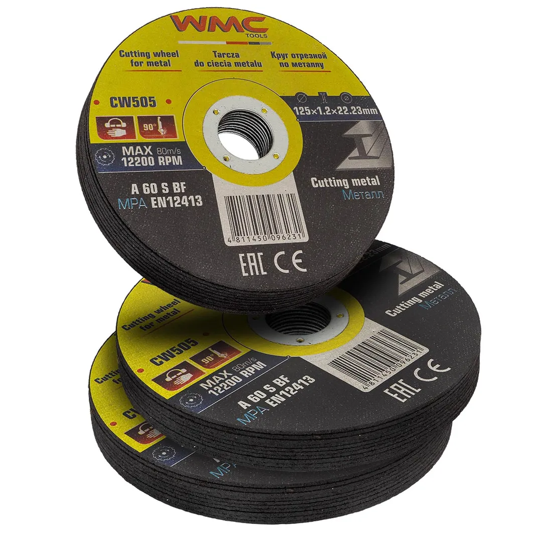 Круг отрезной абразивный 125x1.2x22.2мм ( К-т 30шт)  WMC TOOLS WMC-CW505(30шт к-т)