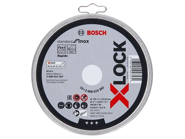 Круг отрезной 125х1.0x22.2 мм для нерж. стали X-LOCK Standard (10 шт.) ( прямой) BOSCH 2608619267
