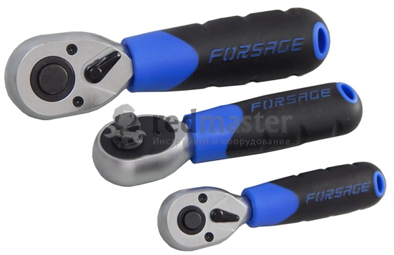 Трещотка реверсивная, короткая с резиновой ручкой 3/8"L-135мм (72зуб)  ...Forsage F-802319