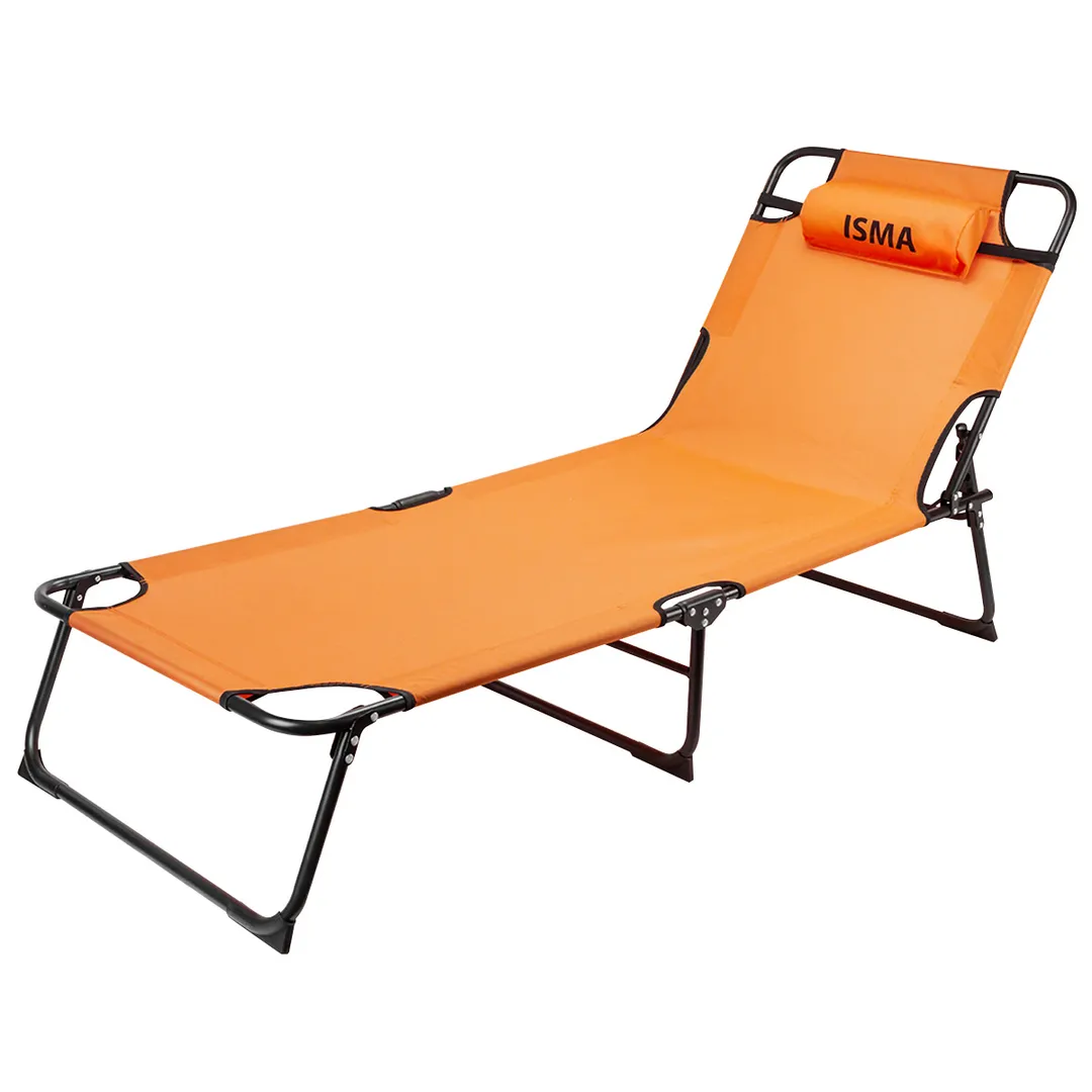 Шезлонг складной с подголовником (670х1930мм)  ISMA ISMA-8009J
