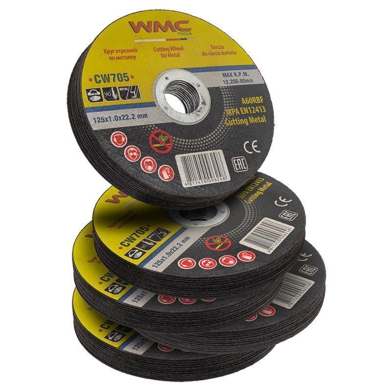 Круг отрезной 125x1.0x22.2мм-50шт  WMC TOOLS WMC-CW705(50 шт к-т)