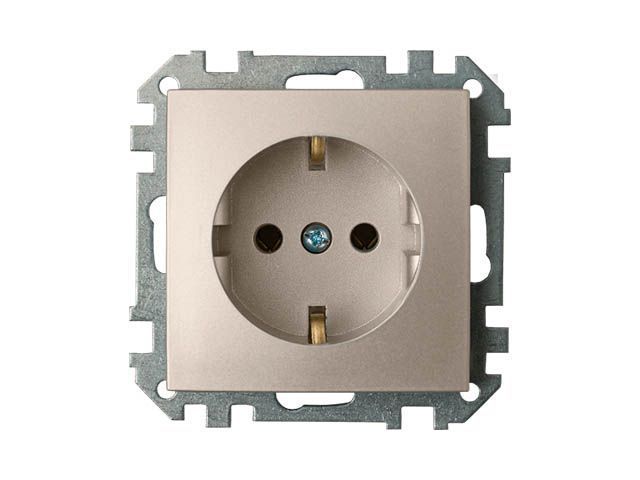 Розетка 1-ая (скрытая, с/з) шампань, Стиль  BYLECTRICA РС16-525шамп