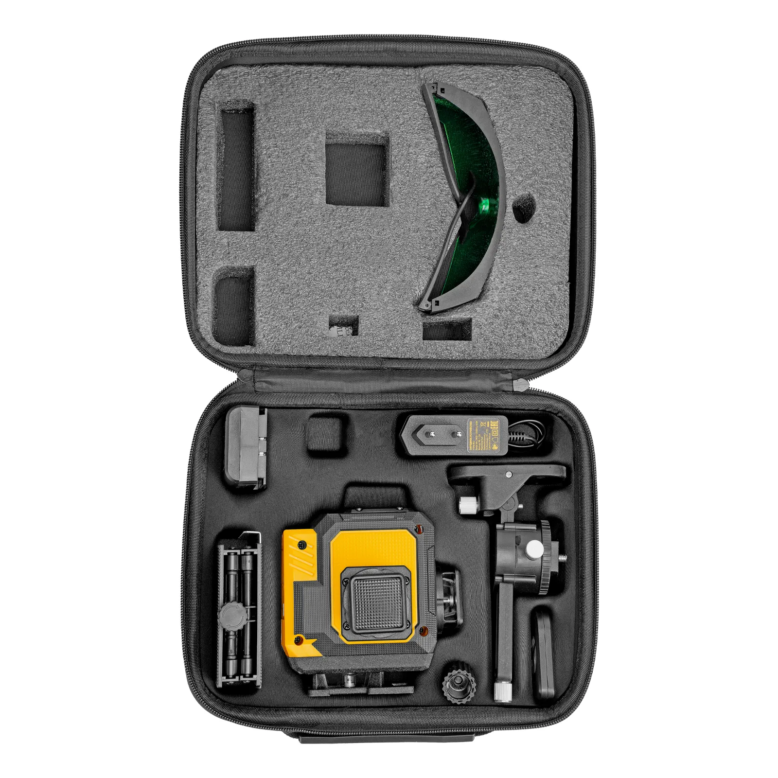 Лазерный уровень мультипризменный DLV-360-3T, 30 м, зеленый луч, Li-Ion 2,4 Aч, штатив  DENZEL 350805