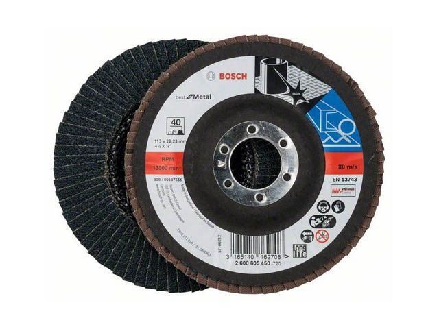 Шлифкруг лепестковый 115мм К40 д/мет   BOSCH 2608605450