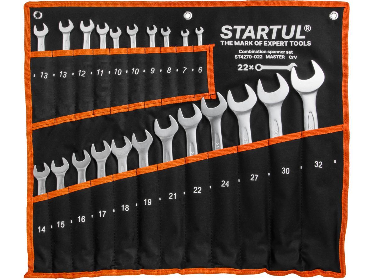 Набор ключей комбинир. 6-32мм 22шт MASTER (ST4270-022) (полотно) STARTUL ST4270-022