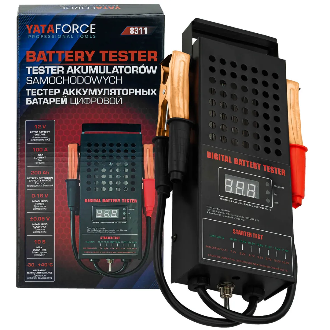 Тестер аккумуляторных батарей цифровой (12V, 100А)  YATAFORCE YF-8311