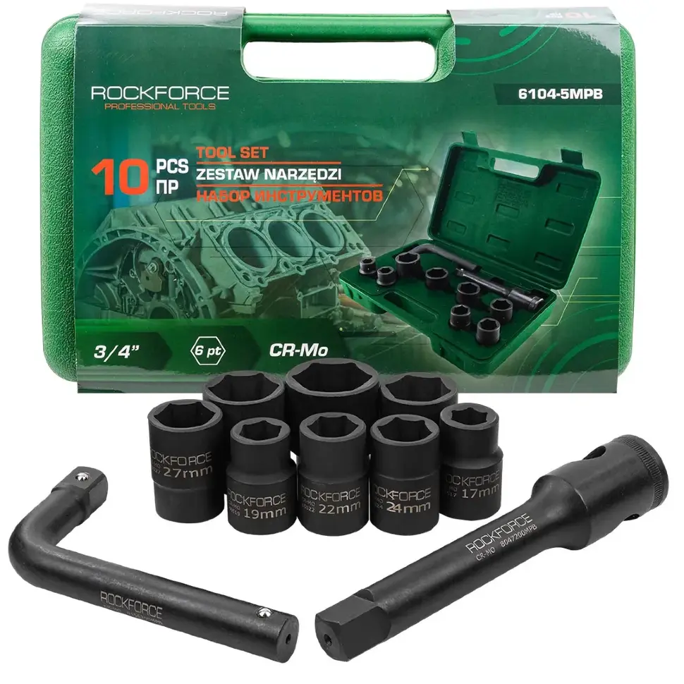Набор инструментов 10пр. 3/4" (6гр.) RockFORCE Rock FORCE RF-6104-5MPB