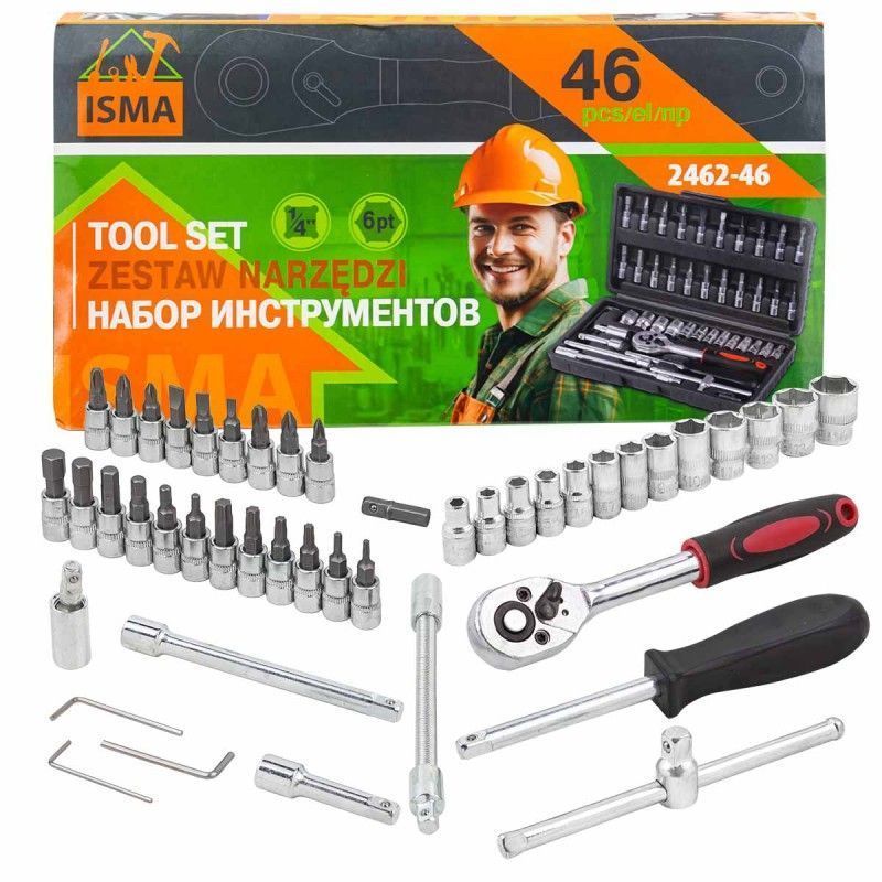 Набор инструмента 46пр. 1/4" (6-гран.)(4-14мм)  ISMA ISMA-2462-46
