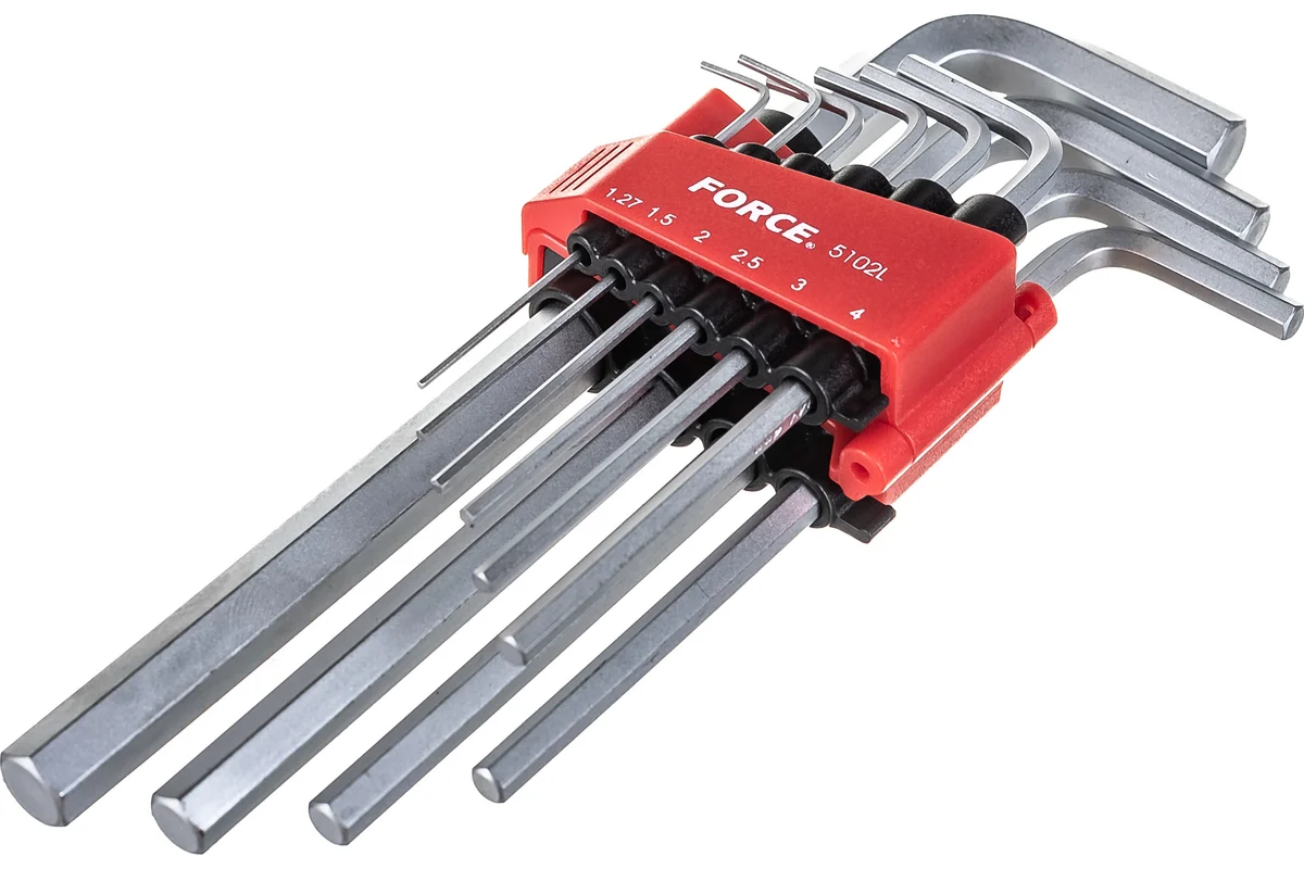 Набор ключей шестигранных 1.27-10мм, 10пр. длинных Force 5102L