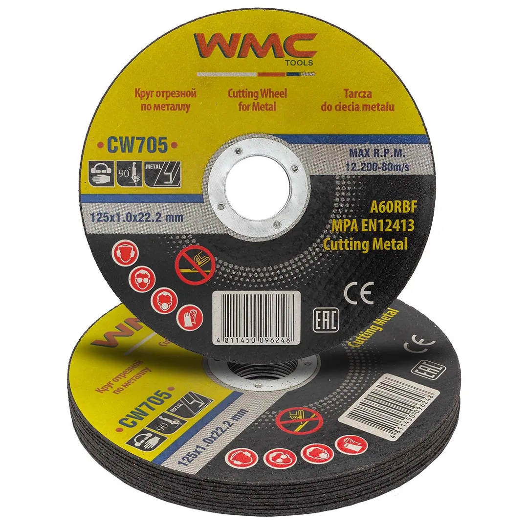 Круг отрезной 125x1.0x22.2мм-10шт WMC TOOLS WMC-CW705(10 шт к-т)