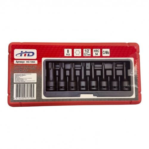Головки-Насадки ударные 1/2" TORX Т30-T80 (набор 8пр) H-D HD-1065
