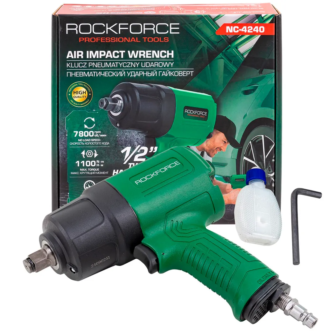 Гайковерт пневматический ударный 1/2'',1100Нм, 7800 об.мин, 6.3 бар,   ...Rock FORCE RF-NC-4240