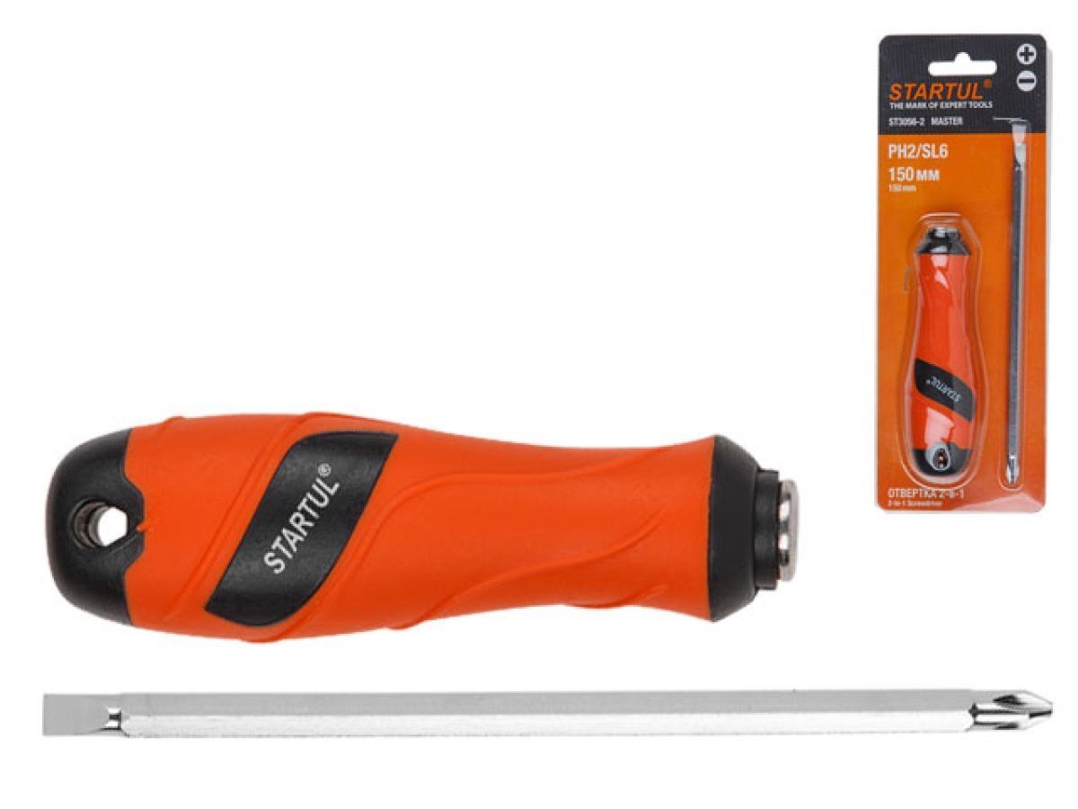 Отвертка комбинированная 2-в-1 PH2/SL6 150mm  MASTER STARTUL ST3056-2