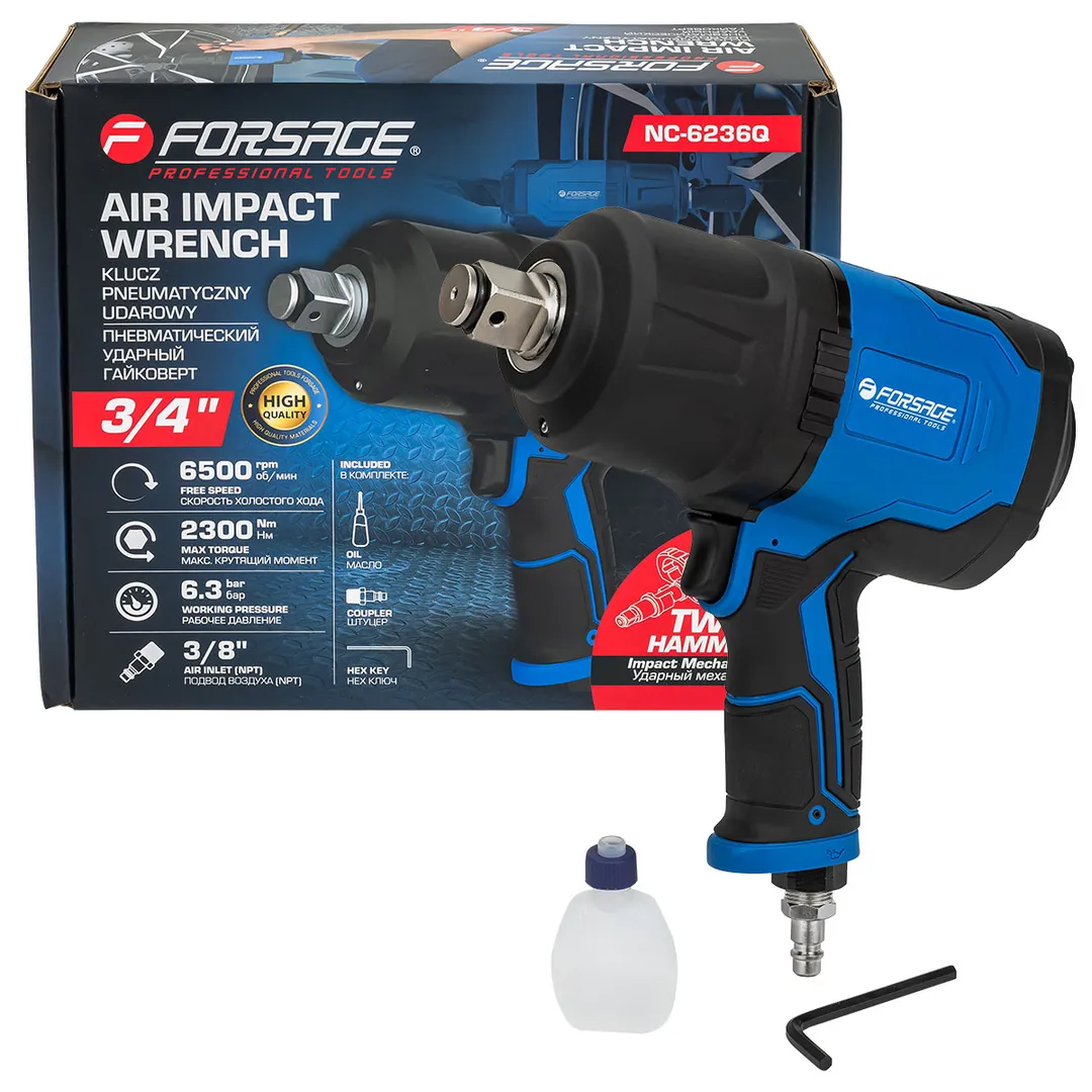 Гайковерт пневматический ударный 3/4''(2300Нм) Forsage F-NC-6236Q