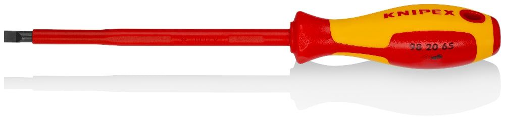 Отвертка SL6.5x1.2 шлицевая VDE 1000V, длина стержня 150 мм, L-262 мм   ...KNIPEX 982065