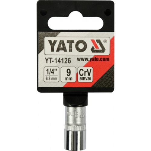 Головка торцевая 1/4" 6гр.  9mm L25mm CrV на держателе  YATO YT-14126