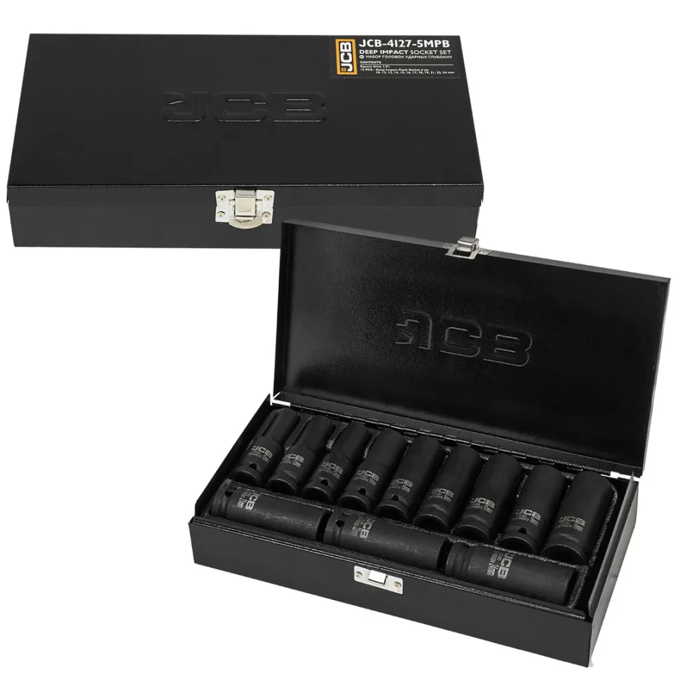 Головки ударные глубокие, набор 12пр., 1/2" (6гр.) JCB JCB-4127-5MPB