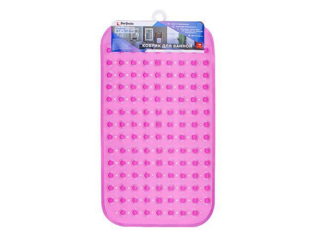 Коврик для ванной, прямоугольный с пузырьками, 67х37 см, розовый  ...PERFECTO LINEA 22-267376