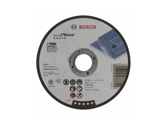 Круг отрезной 125x1.5x22.2 mm для металла Best (прямой)  BOSCH 2608603518