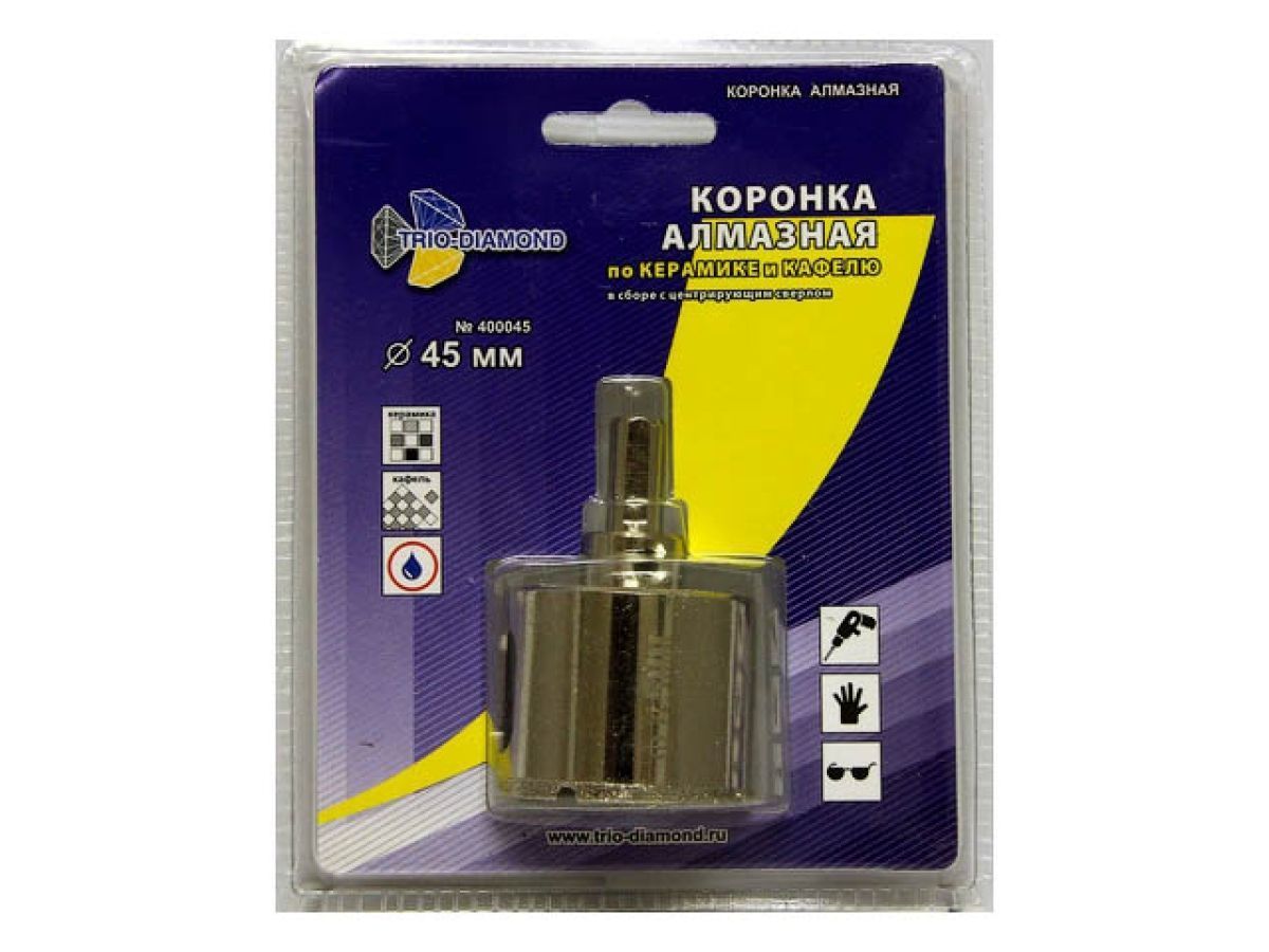 Коронка алмазная d 45 мм. по керамике и кафелю TRIO-DIAMOND 400045
