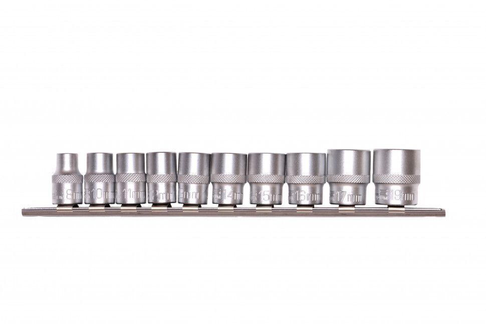 Набор торцевых головок, 3/8", 12-ти гр., CrV, 10шт., 8-19мм,  Stels 13607