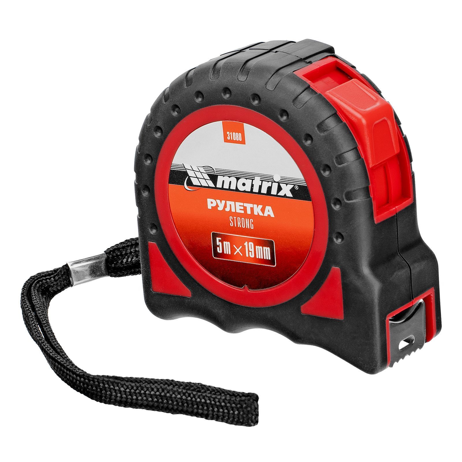 Рулетка Strong, 5 м х 19 мм, обрезиненный корпус Matrix 31080