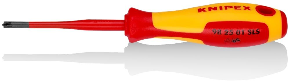 Отвёртка PlusMinus Pozidriv PZ/S 1 Slim VDE 1000V, длина стержня 80 мм, L-187 мм  KNIPEX 982501SLS