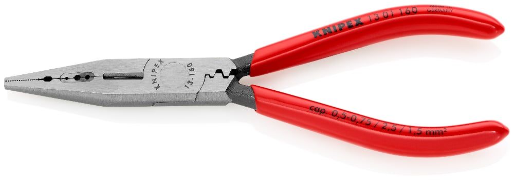 Плоскогубцы электрика, L-160 мм, чёрные, обливные рукоятки   ...KNIPEX 1301160