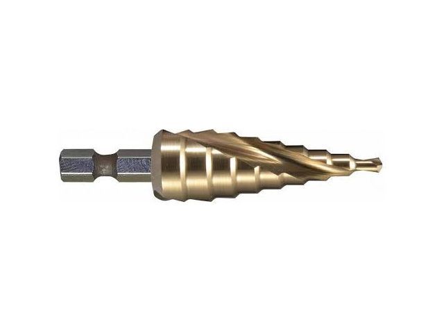 Сверло ступенчатое HSS TiN с спиральным желобком, 4-20, 1/4", MAKITA D-40185
